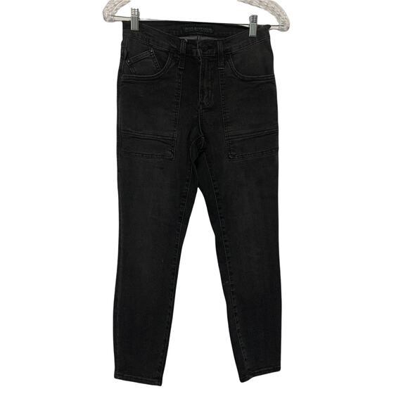 Rock & Republic‎ Rocker Carpenter Cropped Black Jeans 2 Front Pockets Mid Rise - Picture 1 of 9